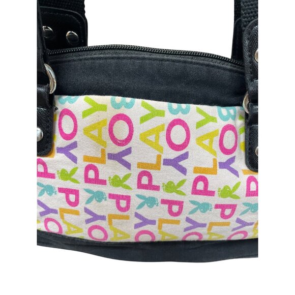 Playboy vintage Multicolor Canvas Faux Leather Shoulder Handbag SKU 9227 - Picture 10 of 16